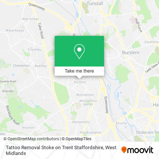 Tattoo Removal Stoke on Trent Staffordshire map