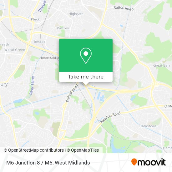 M6 Junction 8 / M5 map