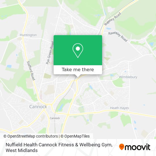 Nuffield Health Cannock Fitness & Wellbeing Gym map