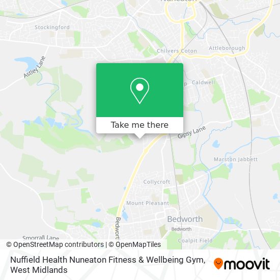 Nuffield Health Nuneaton Fitness & Wellbeing Gym map