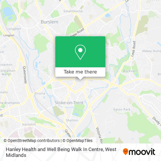 Hanley Health and Well Being Walk In Centre map