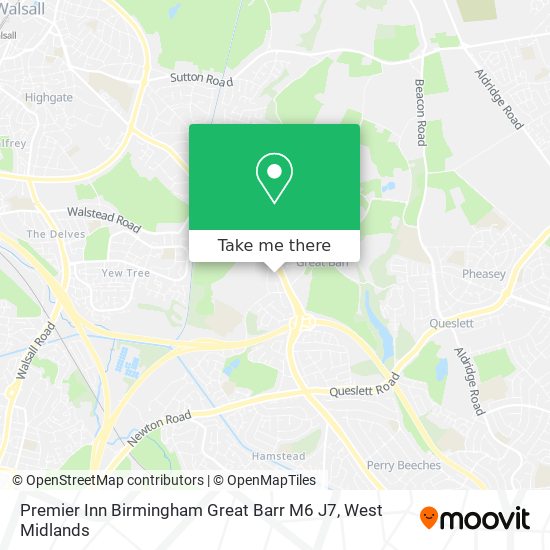 Premier Inn Birmingham Great Barr M6 J7 map