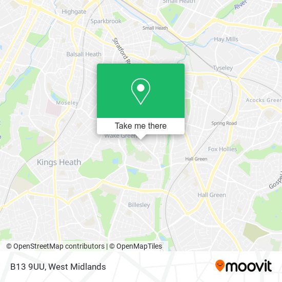 B13 9UU map