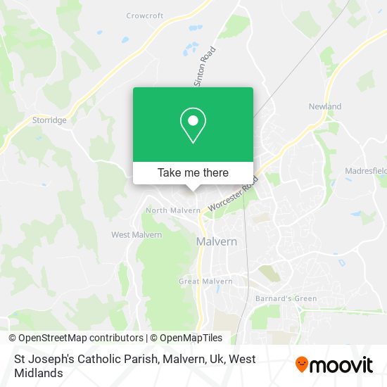St Joseph's Catholic Parish, Malvern, Uk map