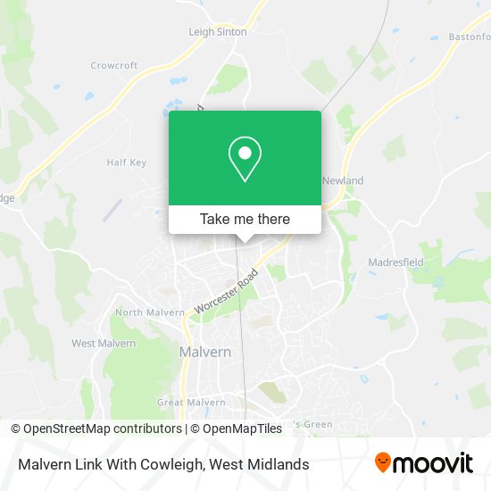 Malvern Link With Cowleigh map