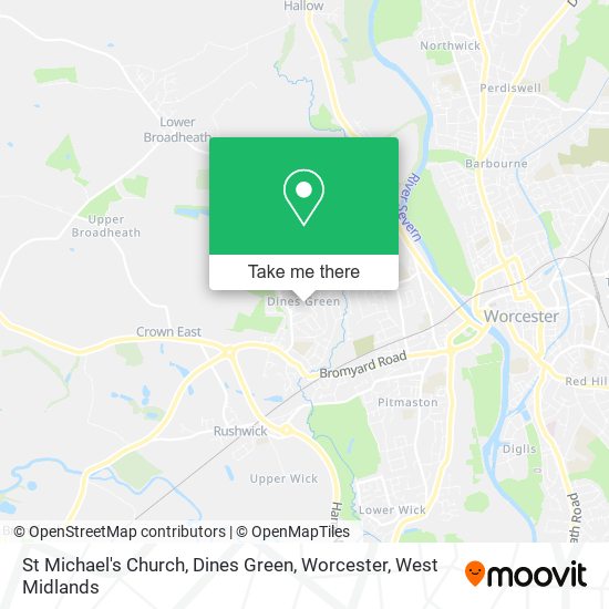 St Michael's Church, Dines Green, Worcester map