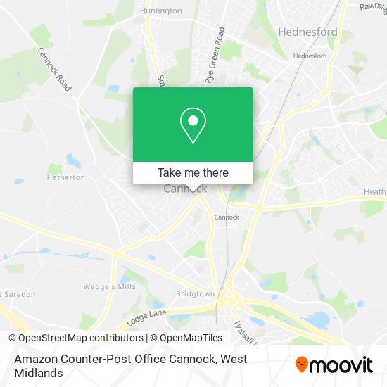 Amazon Counter-Post Office Cannock map