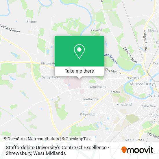 Staffordshire University's Centre Of Excellence - Shrewsbury map