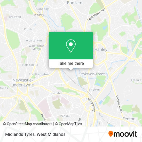 How to get to Midlands Tyres in Etruria And Hanley by Train or Bus?