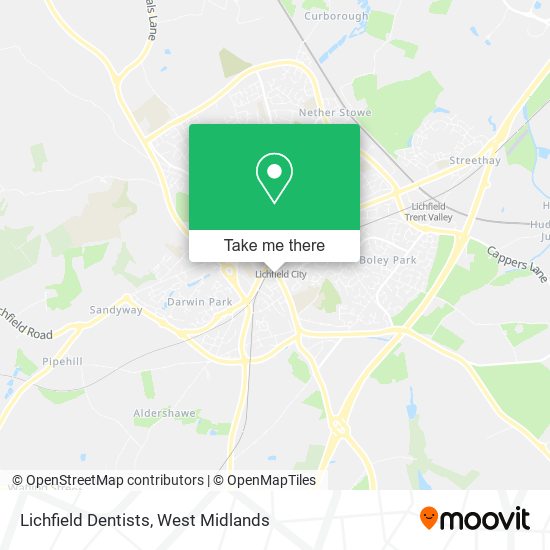 Lichfield Dentists map