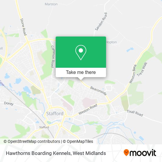 Hawthorns Boarding Kennels map