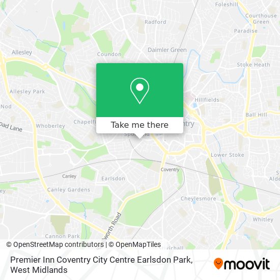 Premier Inn Coventry City Centre Earlsdon Park map