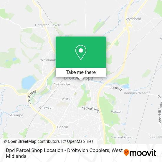 Dpd Parcel Shop Location - Droitwich Cobblers map