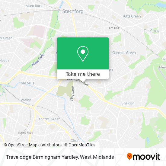 Travelodge Birmingham Yardley map