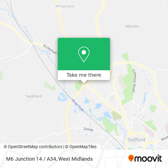M6 Junction 14 / A34 map