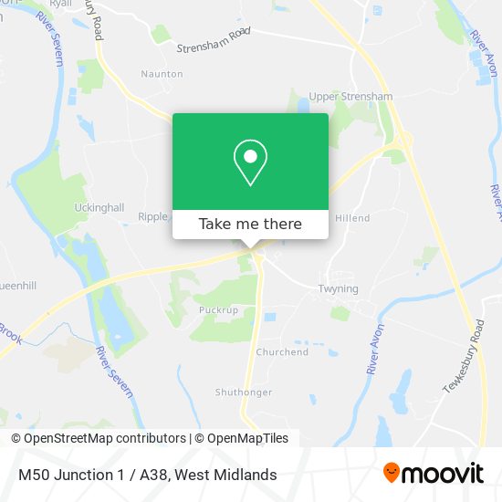 M50 Junction 1 / A38 map