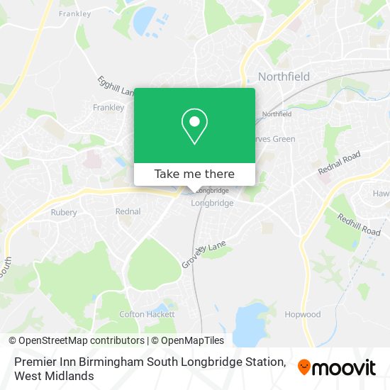 Premier Inn Birmingham South Longbridge Station map