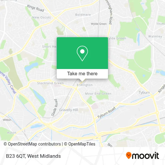 B236 Map How to Get to B23 6QT in Erdington by Bus, Train or Light Rail?