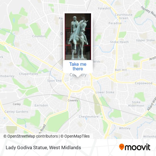 Lady Godiva Statue map