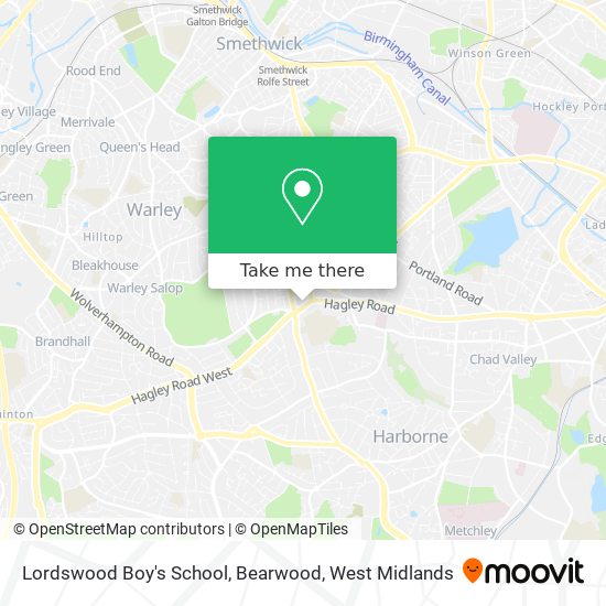 Lordswood Boy's School, Bearwood map