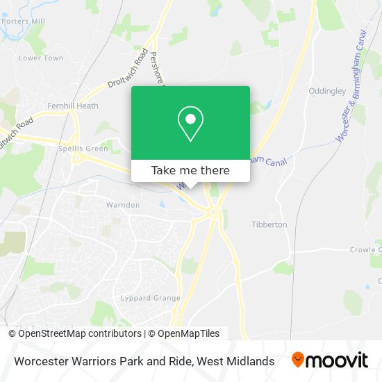 Worcester Warriors Park and Ride map