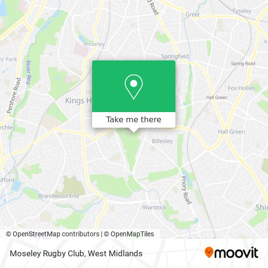 How to get to Moseley Rugby Club in Billesley by Bus or Train