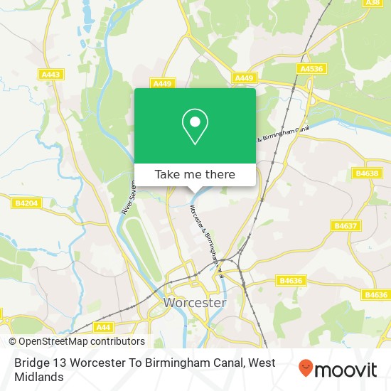 Bridge 13 Worcester To Birmingham Canal map