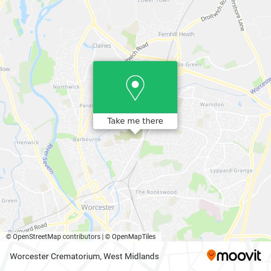 Worcester Crematorium map