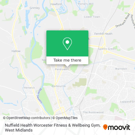 Nuffield Health Worcester Fitness & Wellbeing Gym map