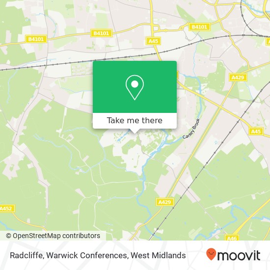 Radcliffe, Warwick Conferences map
