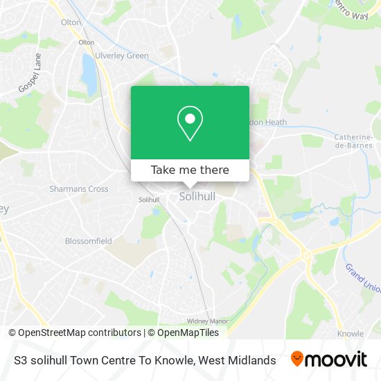 S3 solihull Town Centre To Knowle map