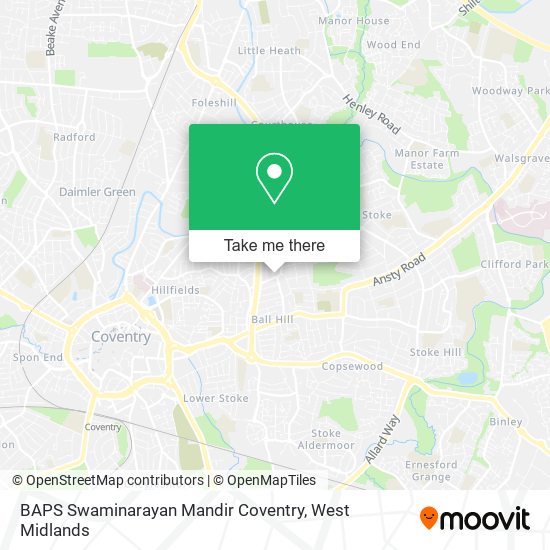 BAPS Swaminarayan Mandir Coventry map