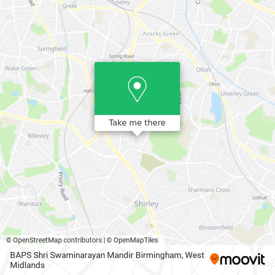 BAPS Shri Swaminarayan Mandir Birmingham map
