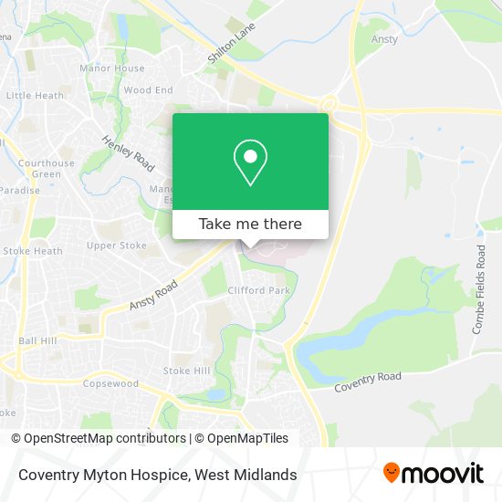 Coventry Myton Hospice map