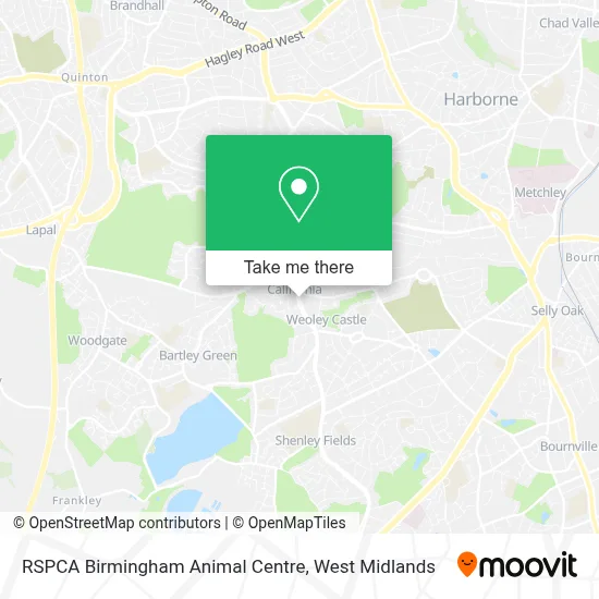 RSPCA Birmingham Animal Centre map