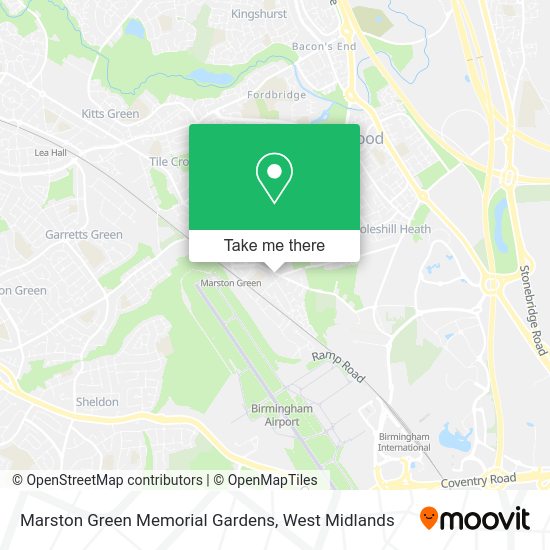 How to get to Marston Green Memorial Gardens in Bickenhill by Bus or Train?