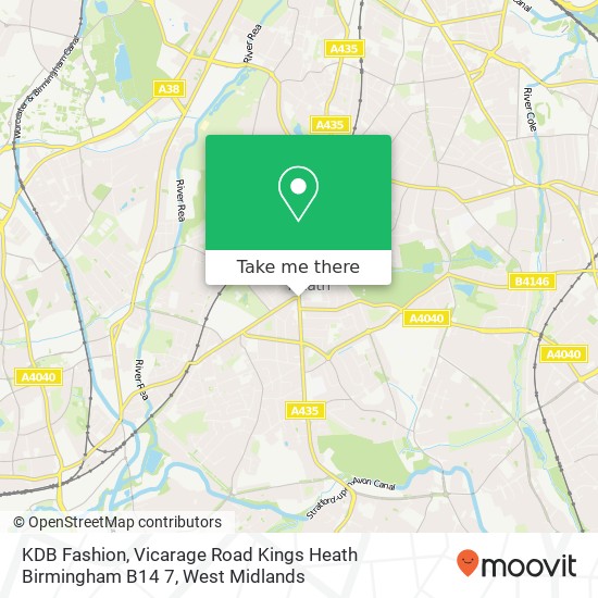 KDB Fashion, Vicarage Road Kings Heath Birmingham B14 7 map