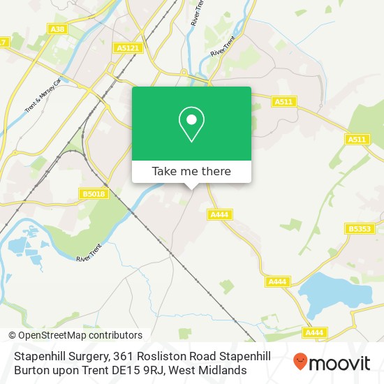 Stapenhill Surgery, 361 Rosliston Road Stapenhill Burton upon Trent DE15 9RJ map