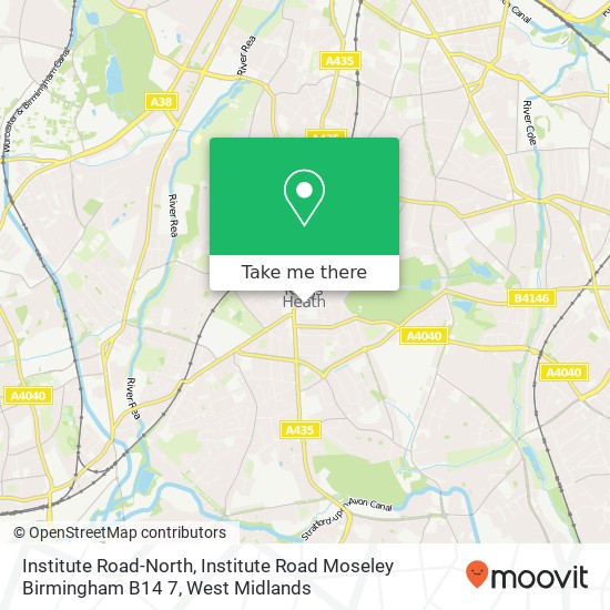 Institute Road-North, Institute Road Moseley Birmingham B14 7 map