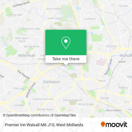 Premier Inn Walsall M6 J10 map
