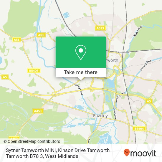Sytner Tamworth MINI, Kinson Drive Tamworth Tamworth B78 3 map
