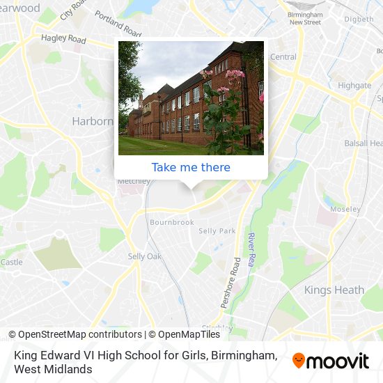 King Edward VI High School for Girls, Birmingham map