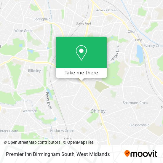 Premier Inn Birmingham South map