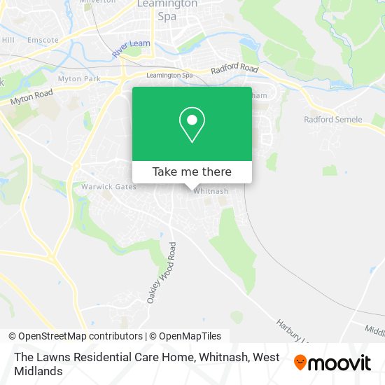 The Lawns Residential Care Home, Whitnash map