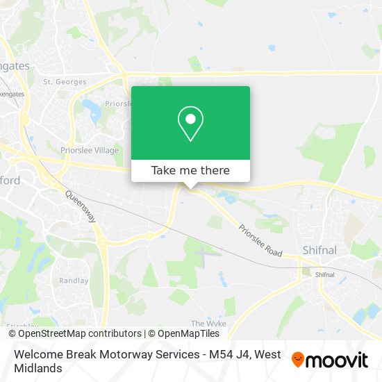 Welcome Break Motorway Services - M54 J4 map