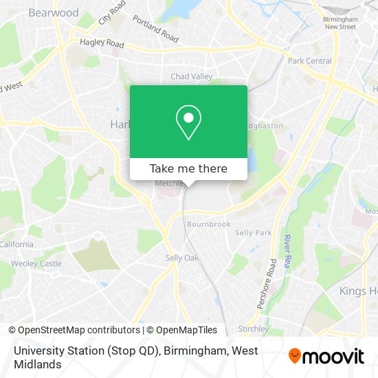 University Station (Stop QD), Birmingham map