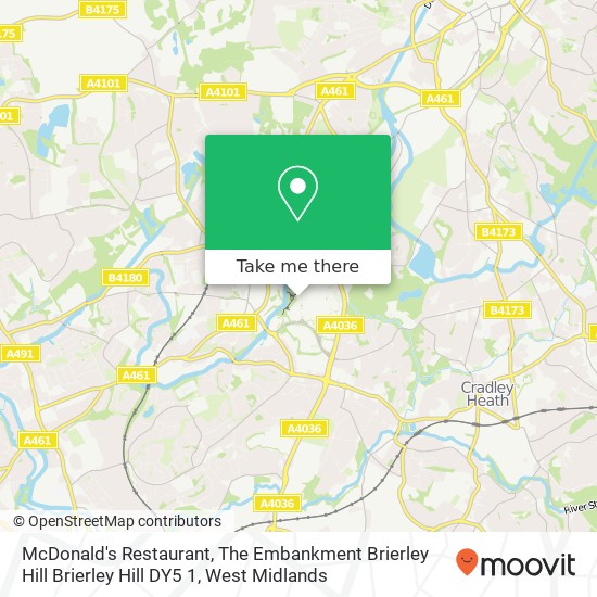 McDonald's Restaurant, The Embankment Brierley Hill Brierley Hill DY5 1 map