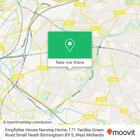 Kingfisher House Nursing Home, 171 Yardley Green Road Small Heath Birmingham B9 5 map