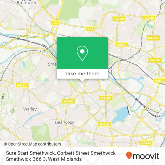 Sure Start Smethwick, Corbett Street Smethwick Smethwick B66 3 map