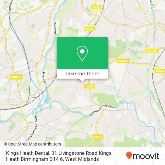 Kings Heath Dental, 31 Livingstone Road Kings Heath Birmingham B14 6 map